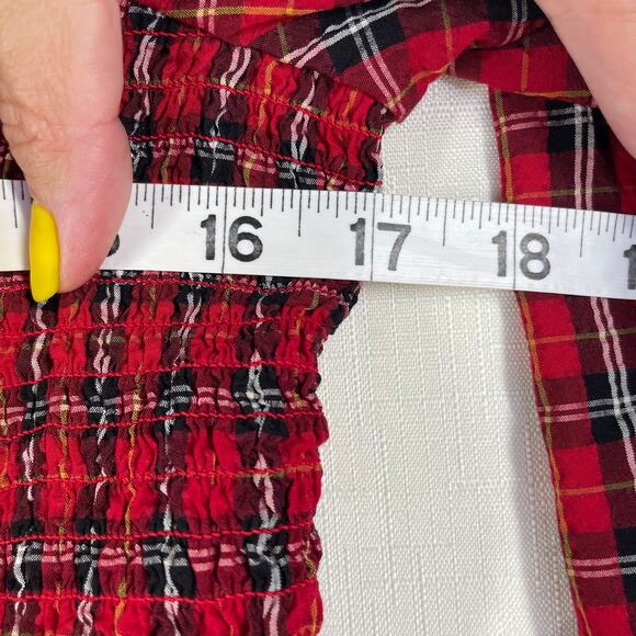OLD NAVY Red Tartan Plaid Blouse Size XL Dark Academia Holiday Fall Autumn - Picture 14 of 14